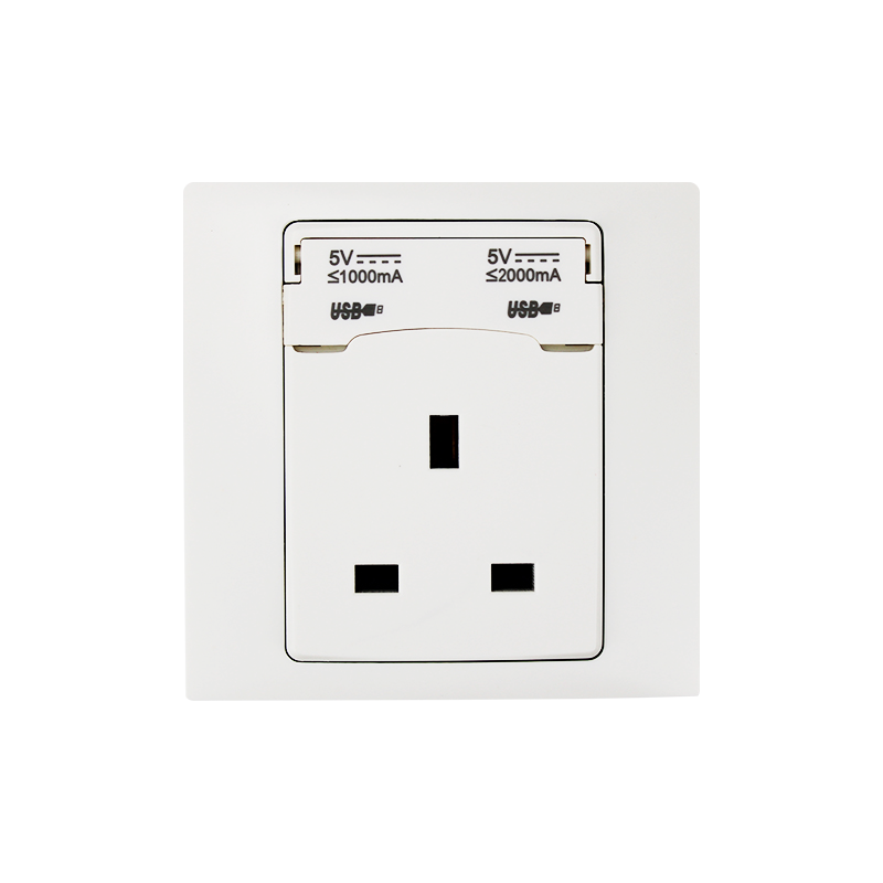 13A 1 Gang Socket مع 2 USB (2.1A) HK6113S-UB