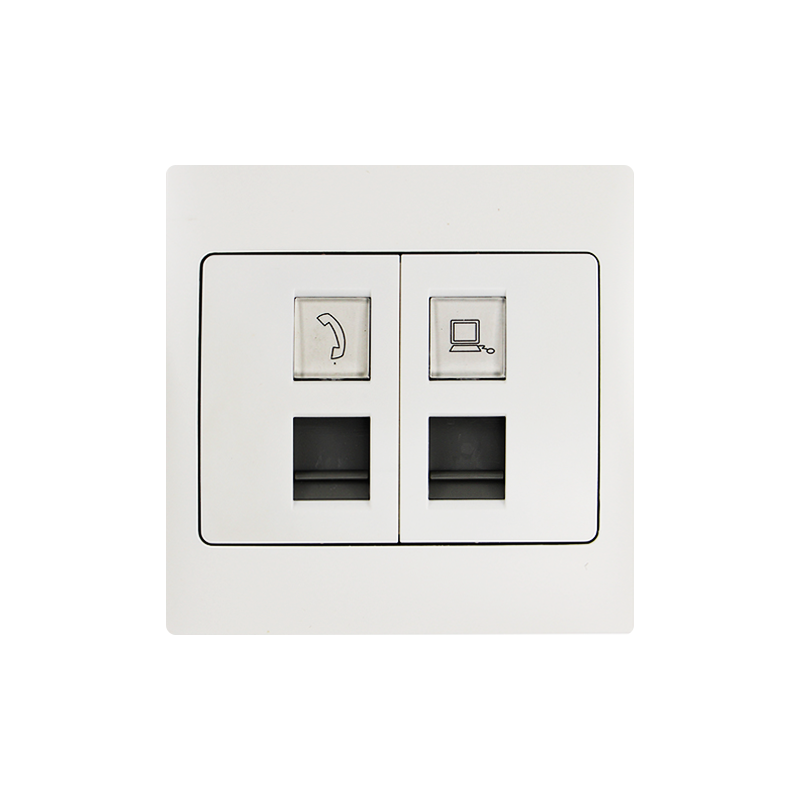 1 Gang Lan Socket مع 1 Gang Telephone Socket HK6889S