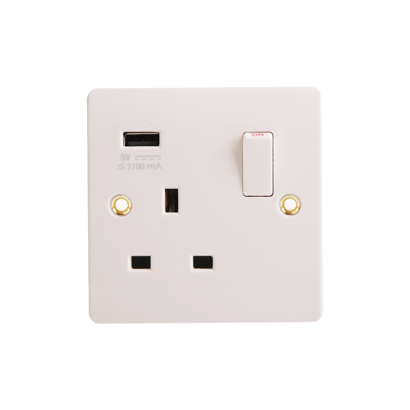 Bakelite 13A Switched Socket with USB (2.1A) HK6113V-UB